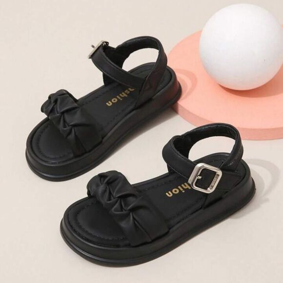 FASHION GIRLS' LIGHTWEIGHT SKIN-FRIENDLY CASUAL KIDS STYLE  FOLD DETAIL SANDAL - Picture 8 of 15